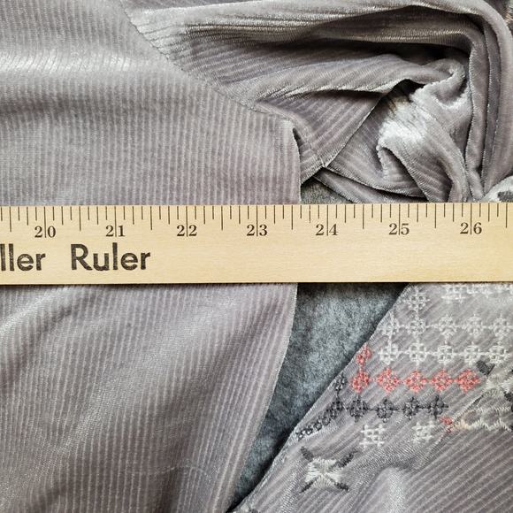 Kate Sam Top Womens XXL Velvet Embroidered Ribbed Boho Balloon Sleeve Soft Lilac - Picture 9 of 11